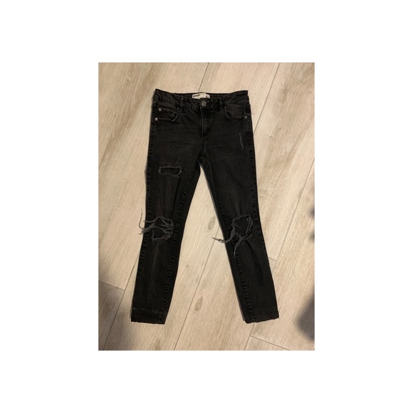 Garage Denim - black ripped skinny jeans